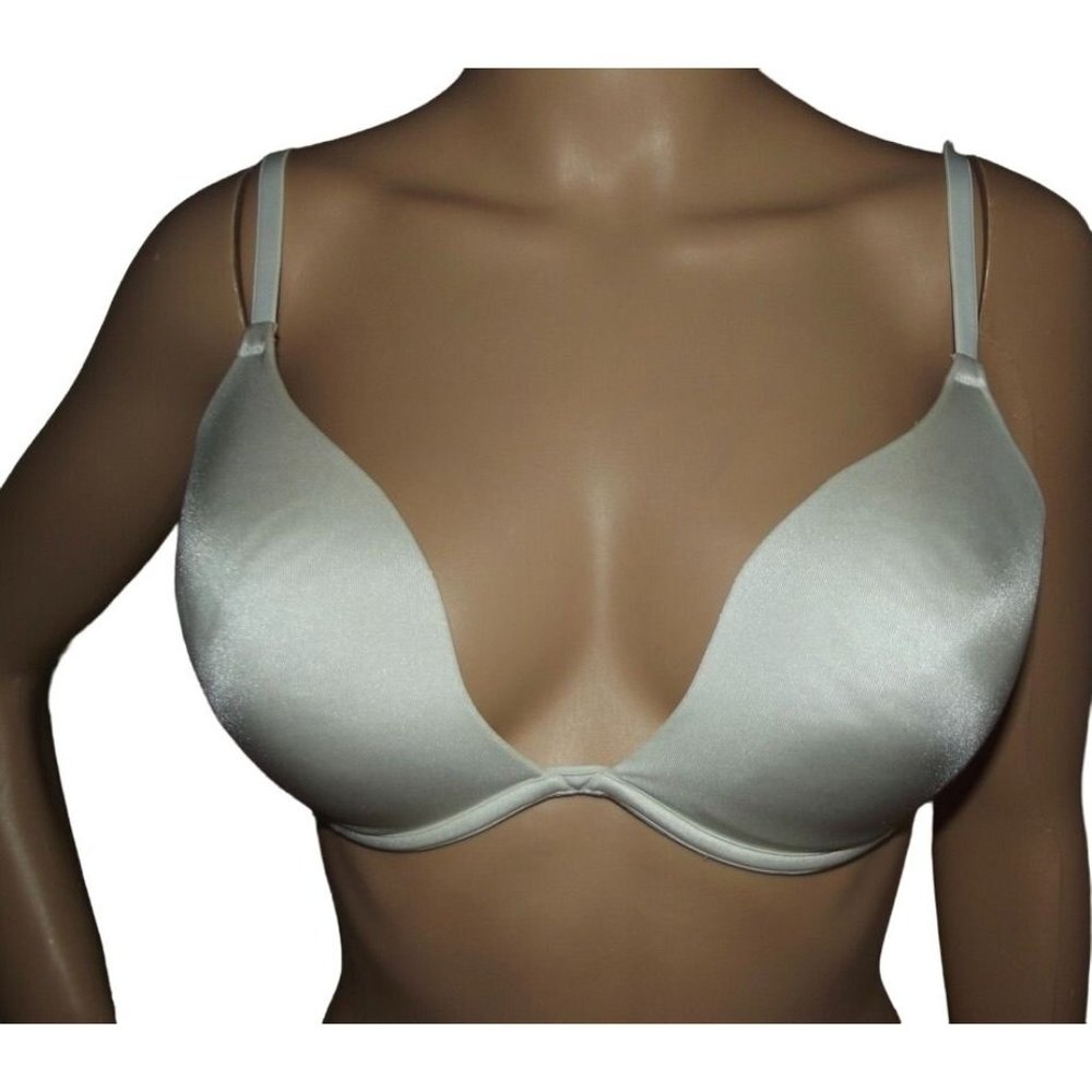 Vassarette Bra 36D White padded push-up plunge T-Shirt Style 75-208